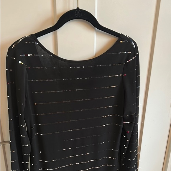 Sexy Frank Lyman Design Black Stretchy Sheath Dress with Long Sleeves, size 10 - Picture 3 of 8